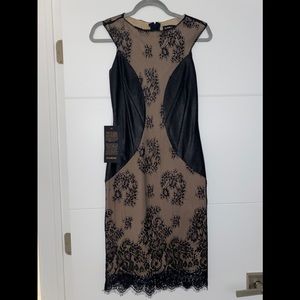 NEW WITH TAGS BEBE SIZE 2  FAUX LEATHER LACE BLACK